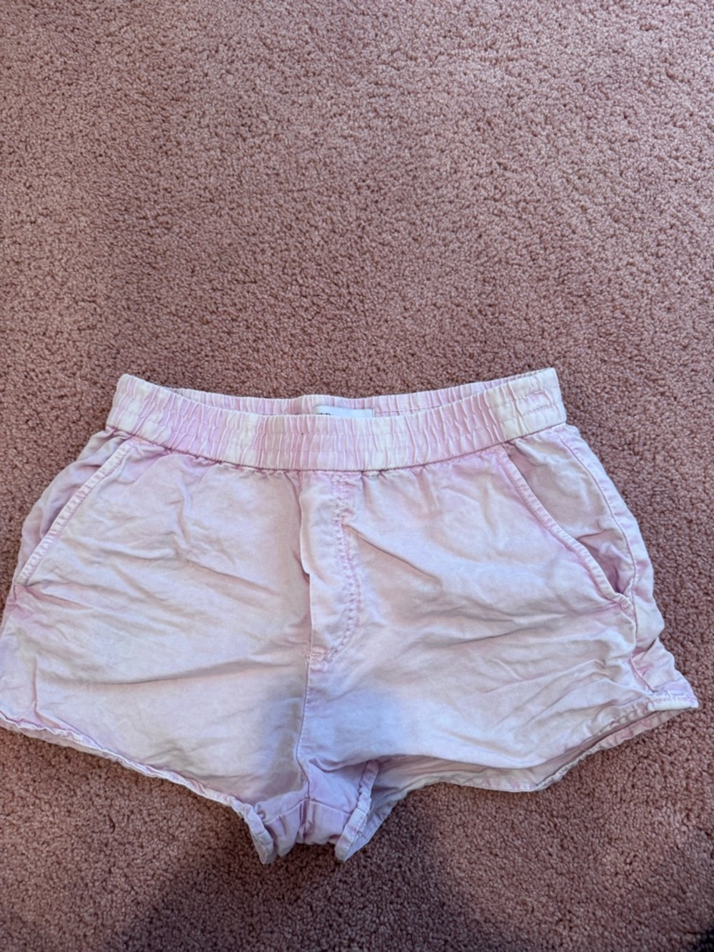 Zara Pale Pink Elastic-Waist Cotton Shorts